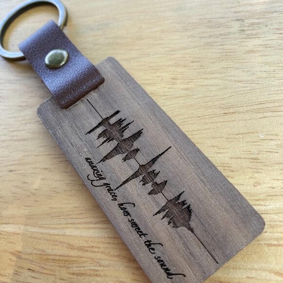 Amazing Grace, How Sweet The Sound Soundwave Wooden Keychain - Picture 1 of 4